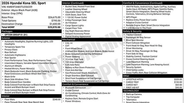 2026 Hyundai KONA SEL Sport