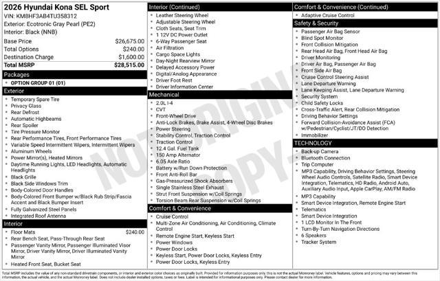 2026 Hyundai Kona - $23,000