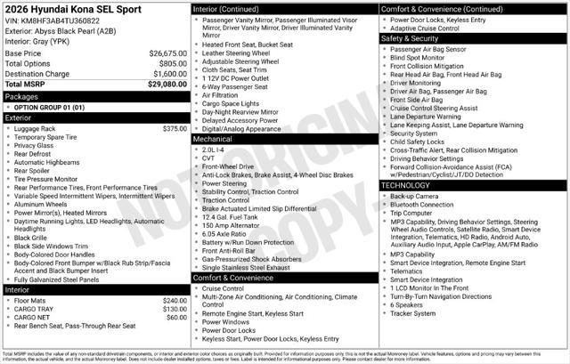 2026 Hyundai Kona - $24,988