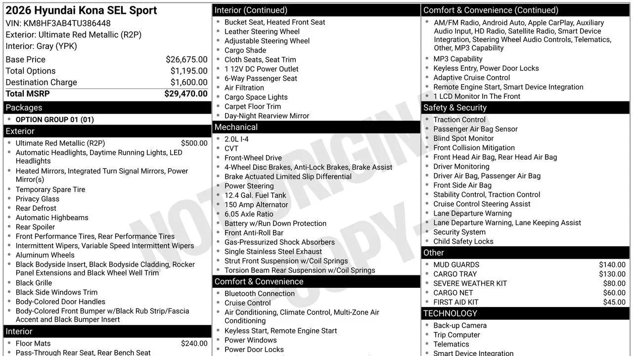 2026 Hyundai KONA SEL Sport