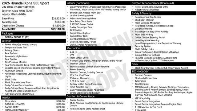 2026 Hyundai KONA SEL Sport
