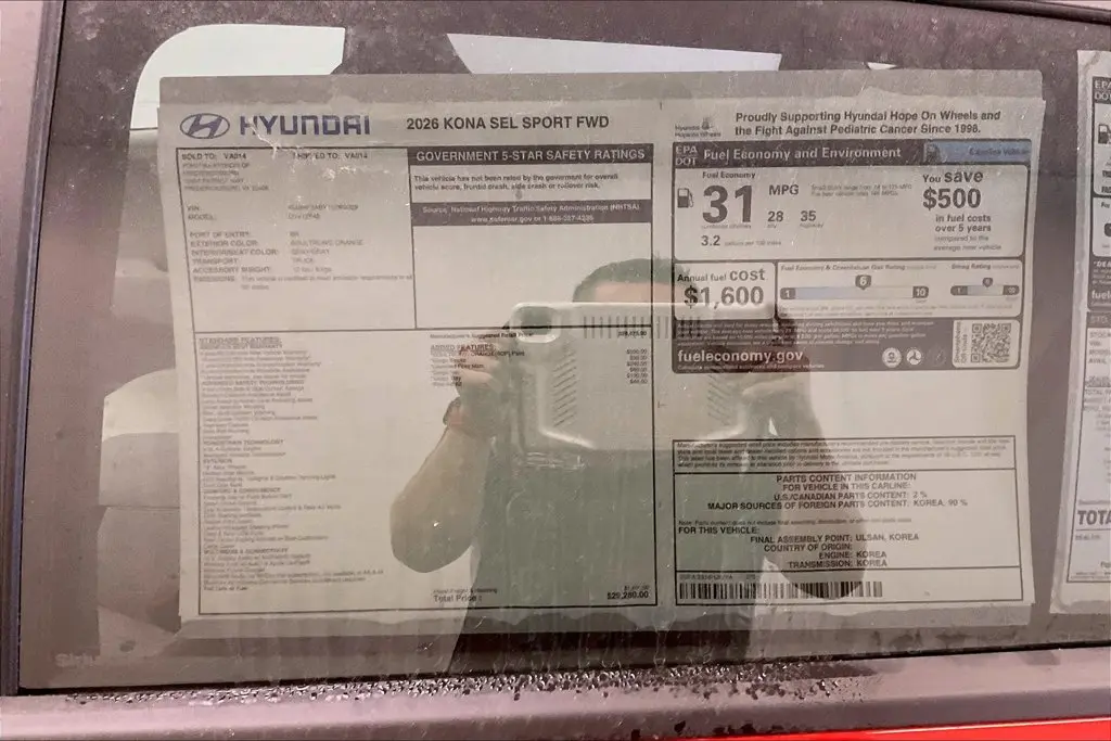 2026 Hyundai Kona - $25,500