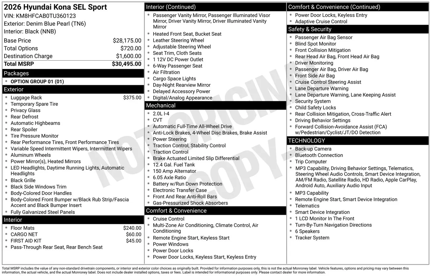2026 Hyundai Kona - $24,573