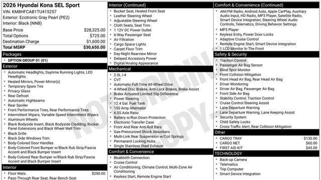 2026 Hyundai KONA SEL Sport