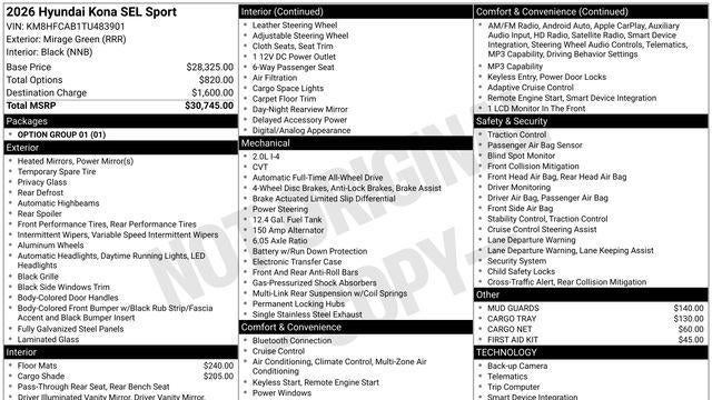 2026 Hyundai KONA SEL Sport
