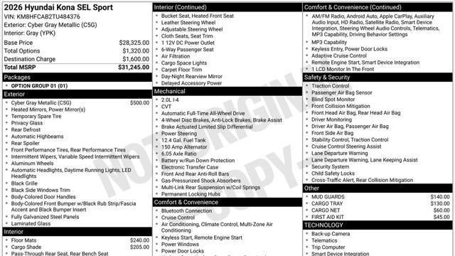 2026 Hyundai KONA SEL Sport