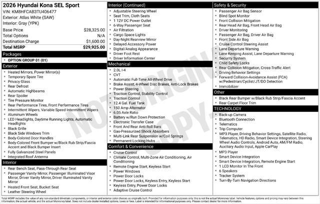 2026 Hyundai Kona - $27,886