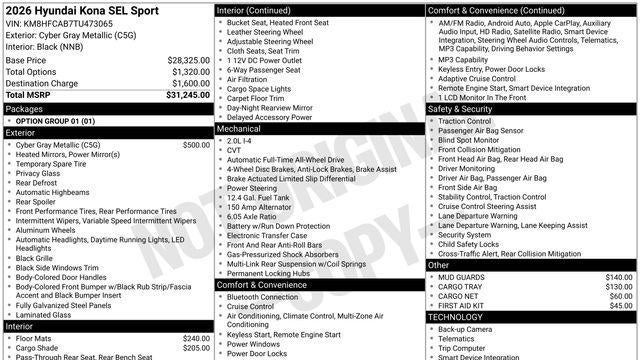 2026 Hyundai KONA SEL Sport