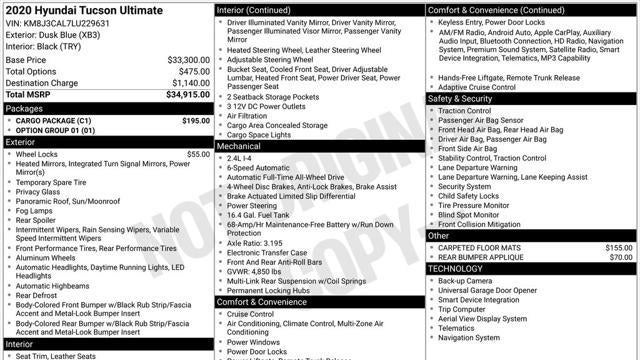2020 Hyundai TUCSON Ultimate