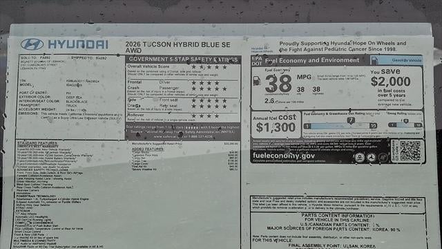 2026 Hyundai TUCSON Hybrid Blue SE