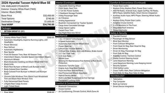 2026 Hyundai TUCSON Hybrid Blue SE