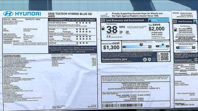 2026 Hyundai TUCSON Hybrid Blue SE