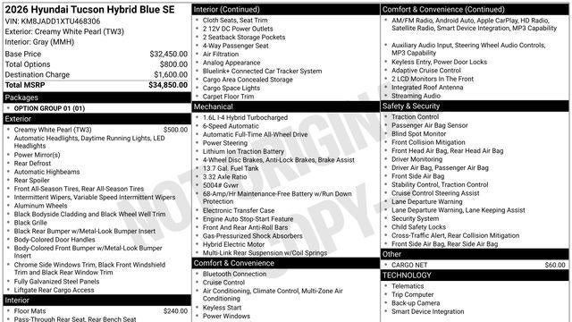 2026 Hyundai TUCSON Hybrid Blue SE