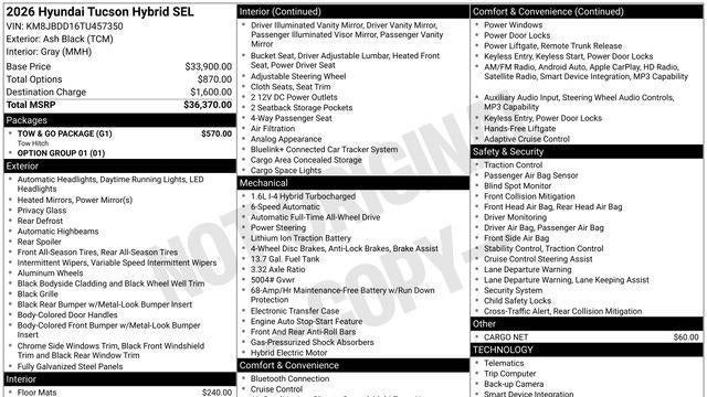 2026 Hyundai TUCSON Hybrid SEL