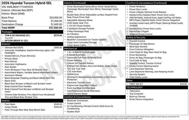 2026 Hyundai Tucson - $29,000