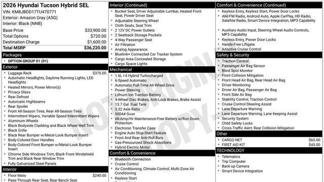 2026 Hyundai TUCSON Hybrid SEL
