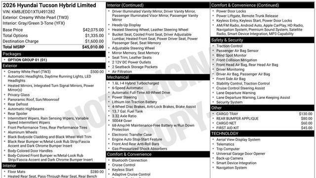 Preowned 2026 Hyundai TUCSON Hybrid Limited for Sale
