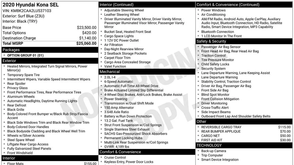 2020 Hyundai KONA SEL
