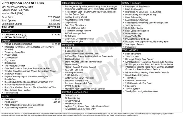 2021 Hyundai KONA SEL Plus — photo 1 of 4