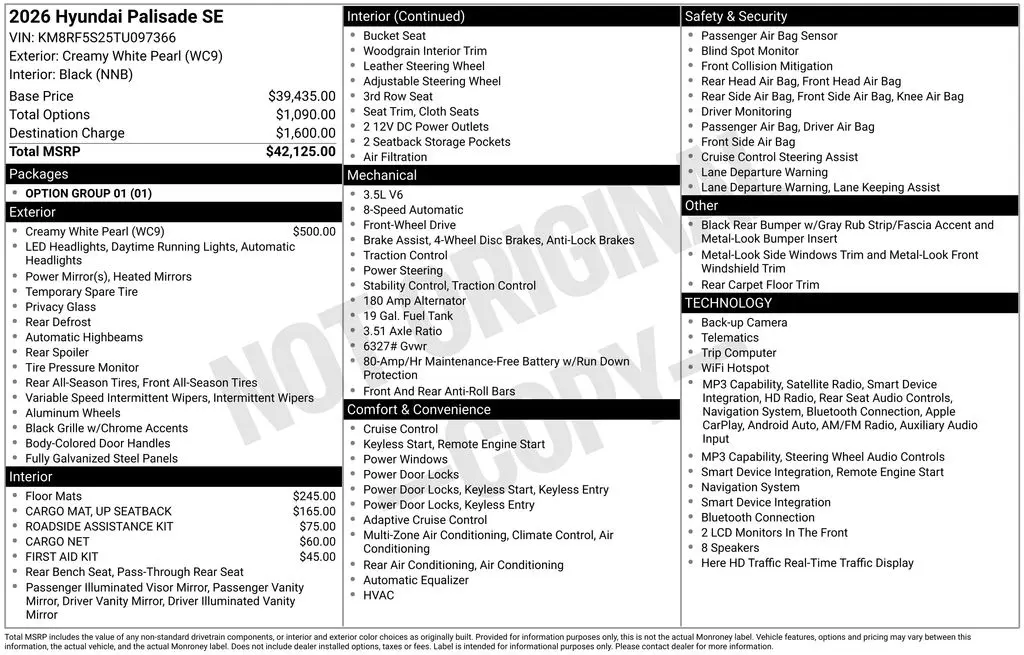 2026 Hyundai Palisade - $36,599
