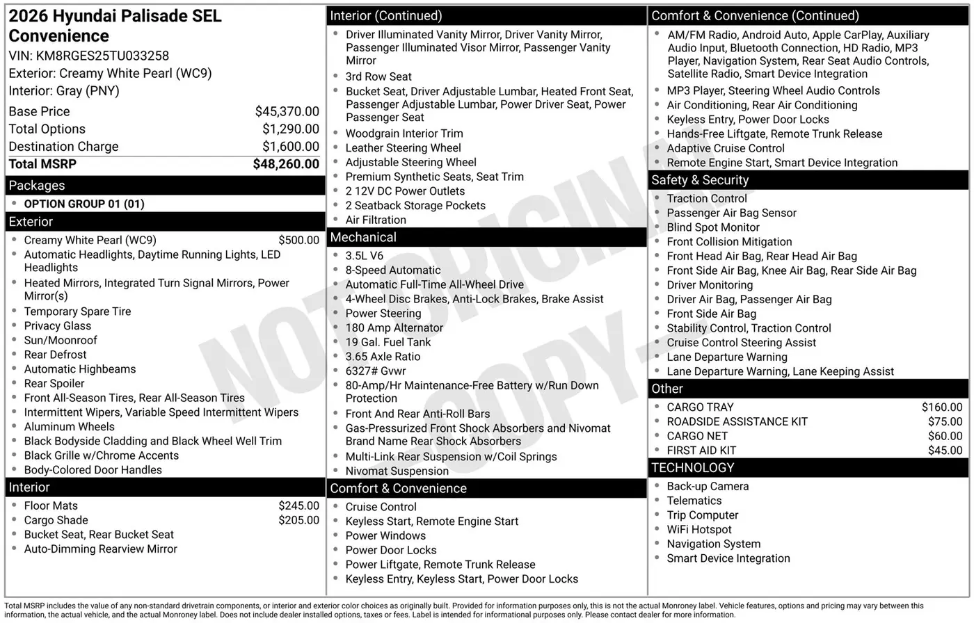 2026 Hyundai Palisade - $40,698