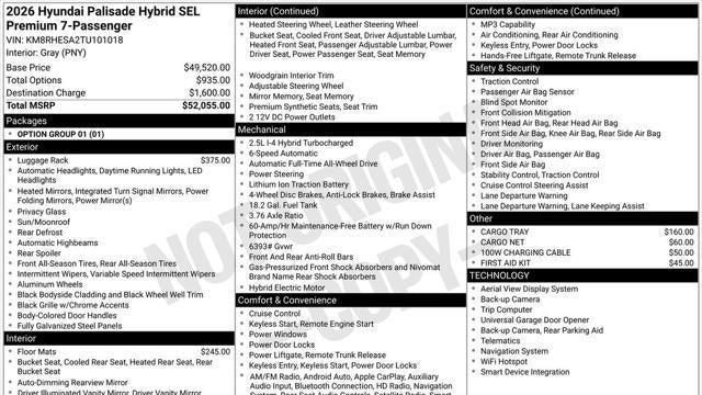 2026 Hyundai PALISADE Hybrid SEL