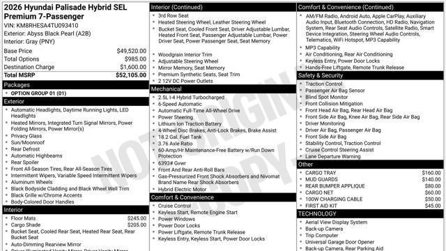 2026 Hyundai PALISADE Hybrid SEL
