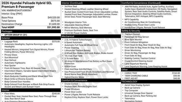 2026 Hyundai PALISADE Hybrid SEL