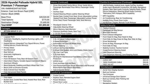 2026 Hyundai PALISADE Hybrid SEL Premium