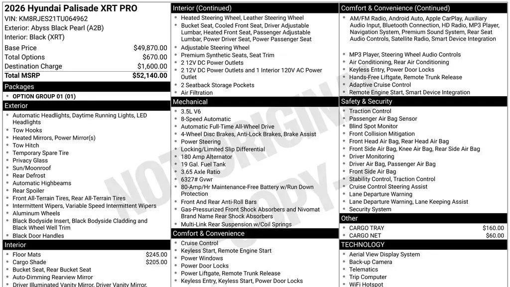 2026 Hyundai PALISADE XRT Pro