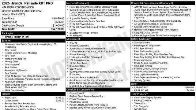 2026 Hyundai PALISADE XRT Pro