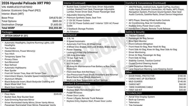 2026 Hyundai PALISADE XRT Pro