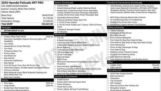 2026 Hyundai PALISADE XRT Pro