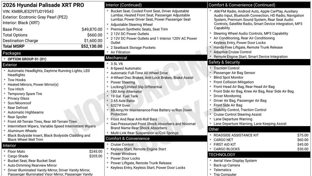 2026 Hyundai PALISADE XRT Pro