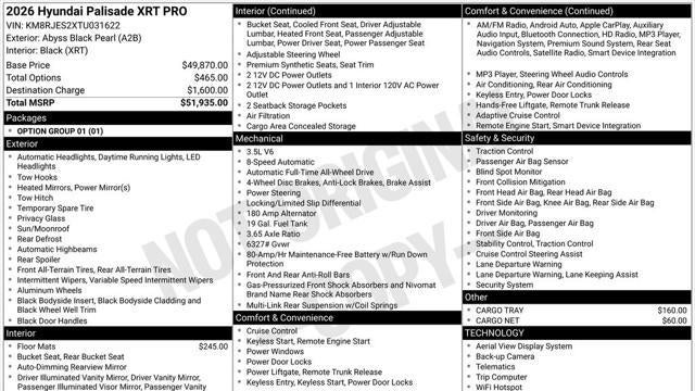 2026 Hyundai PALISADE XRT Pro