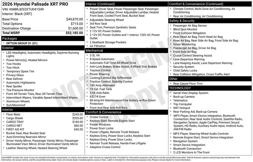 2026 Hyundai Palisade - $44,800