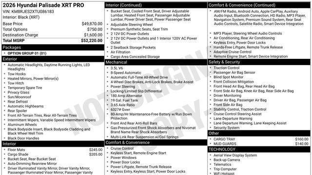 2026 Hyundai PALISADE XRT Pro