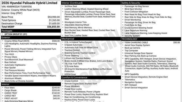2026 Hyundai PALISADE Hybrid Limited