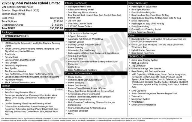 2026 Hyundai Palisade - $48,920