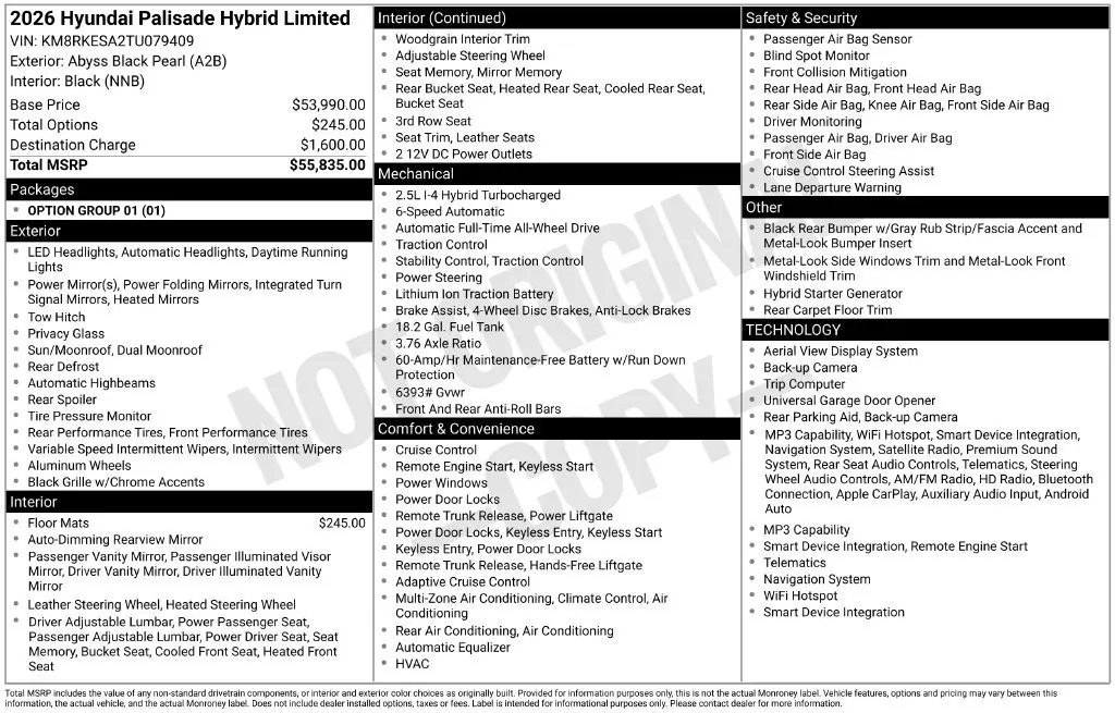 2026 Hyundai Palisade - $48,990