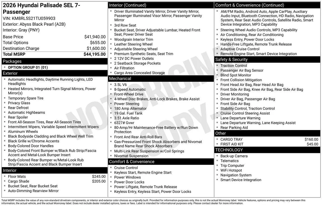 2026 Hyundai Palisade - $39,011