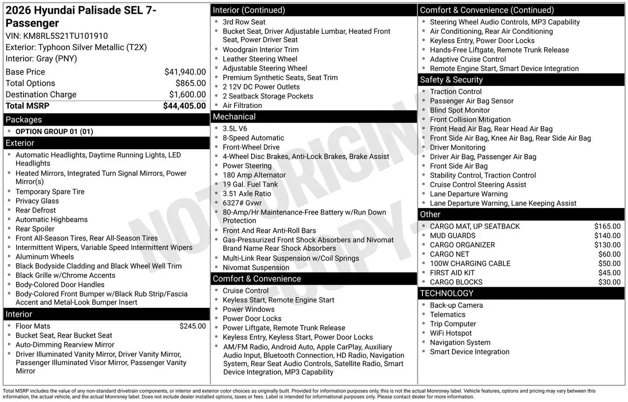 2026 Hyundai PALISADE SEL — photo 1 of 12