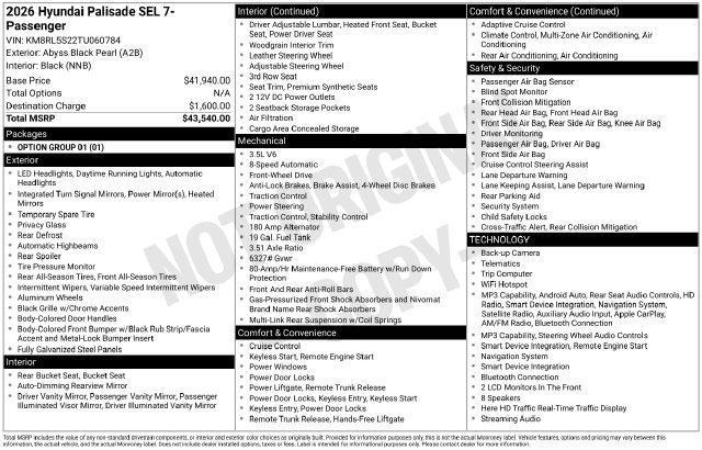 2026 Hyundai Palisade - $37,575