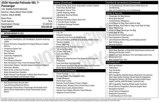 2026 Hyundai Palisade - $35,457