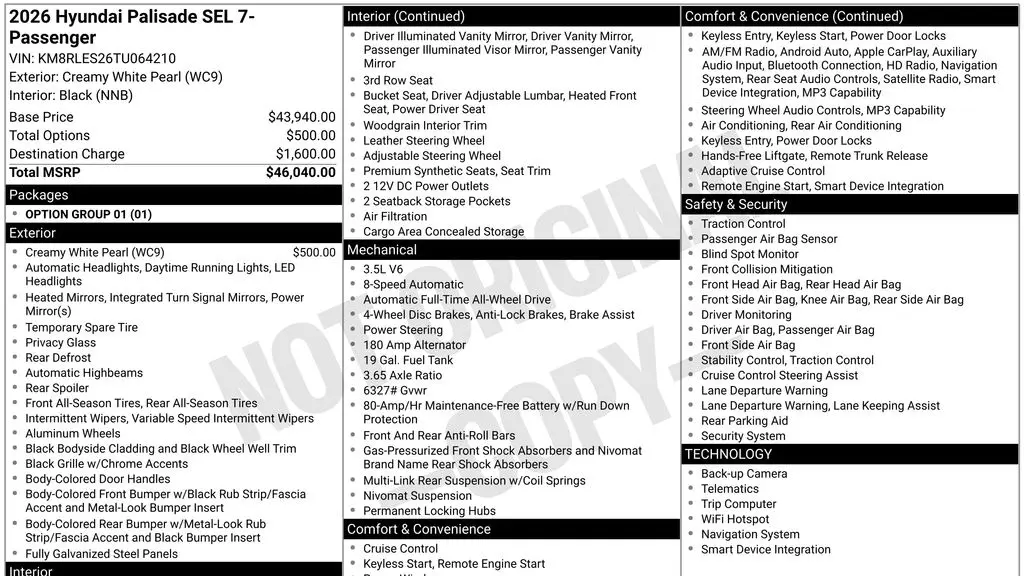 2026 Hyundai PALISADE SEL