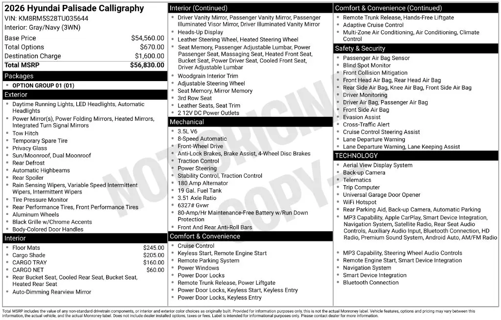 2026 Hyundai Palisade - $46,000