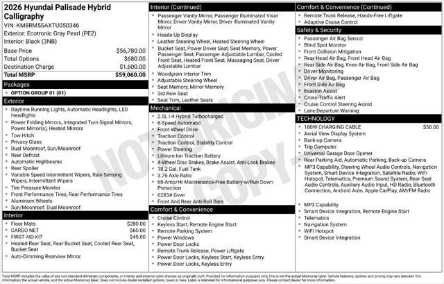 2026 Hyundai Palisade - $49,290
