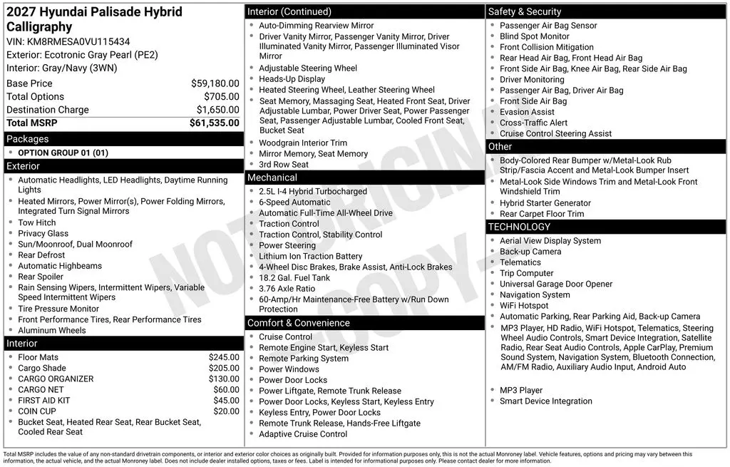 2027 Hyundai Palisade - $62,475