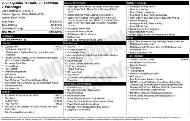 2026 Hyundai Palisade - $39,650