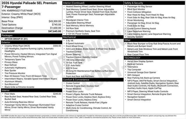 2026 Hyundai Palisade - $38,222